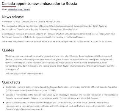 Canada's Ambassador to Russia